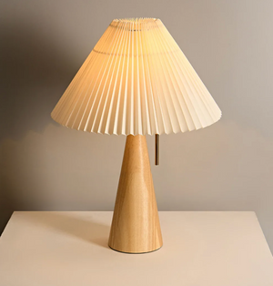Pleated Wood Table Lamp