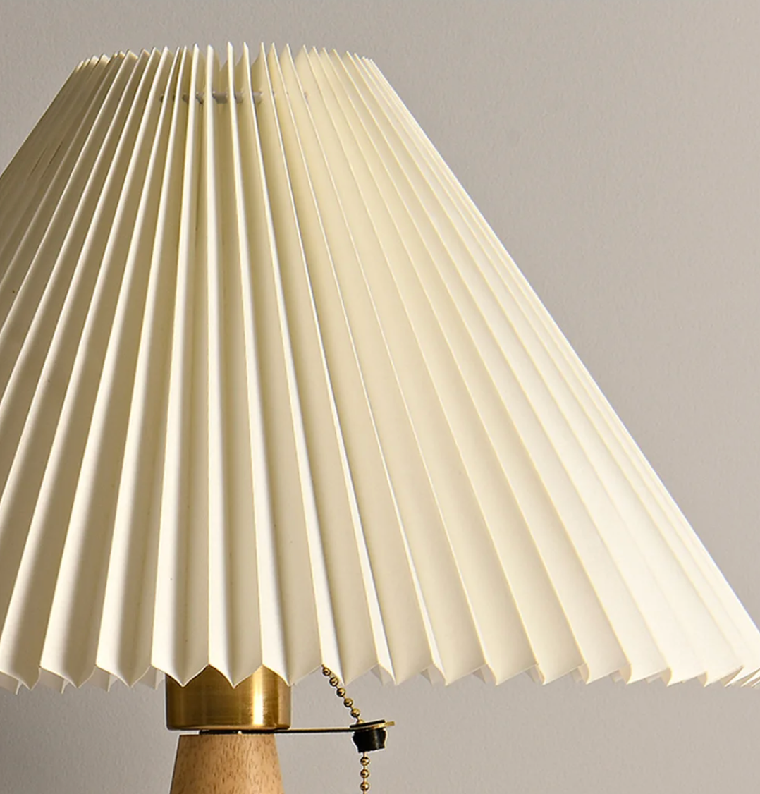 Pleated Wood Table Lamp