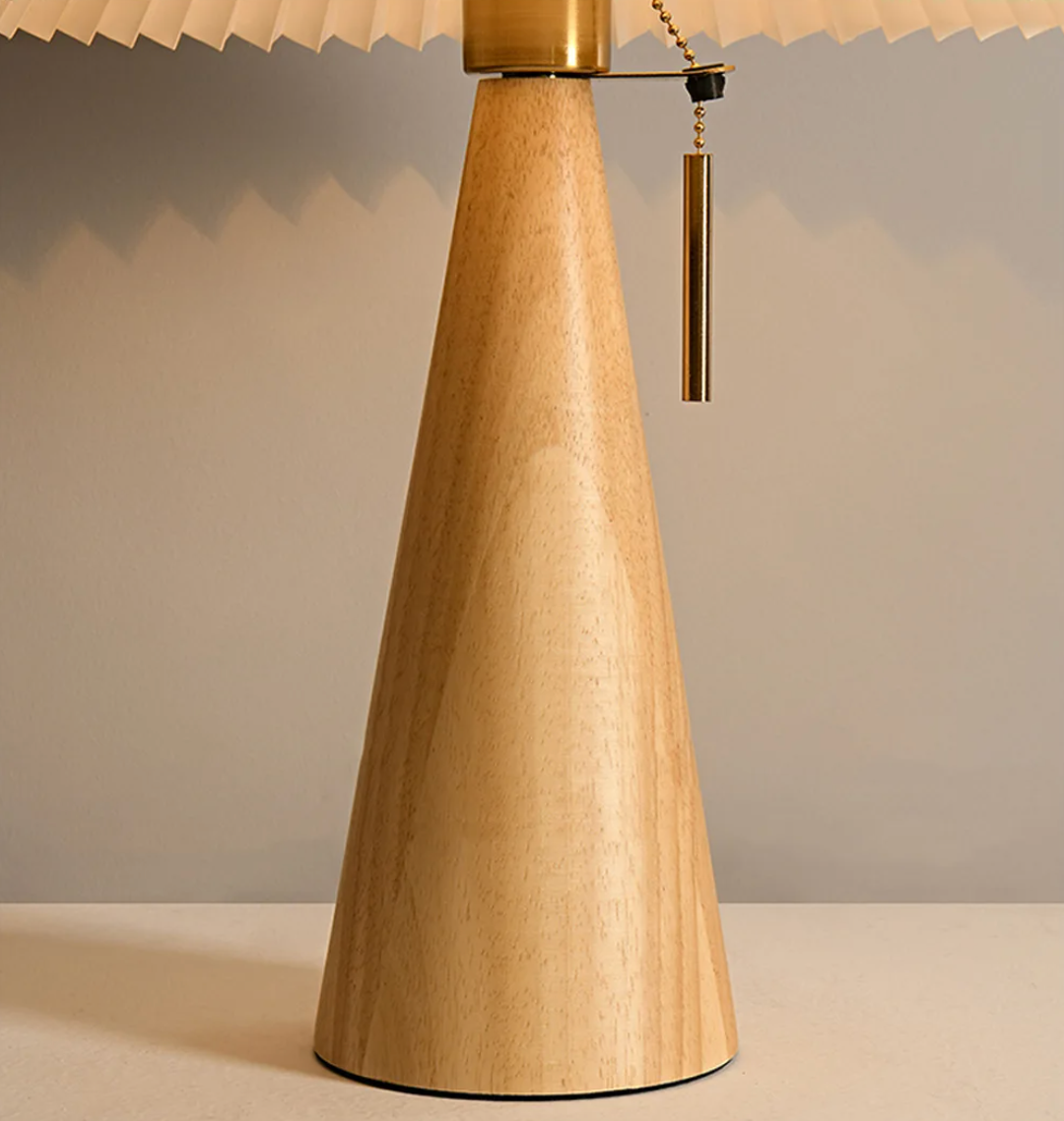 Pleated Wood Table Lamp