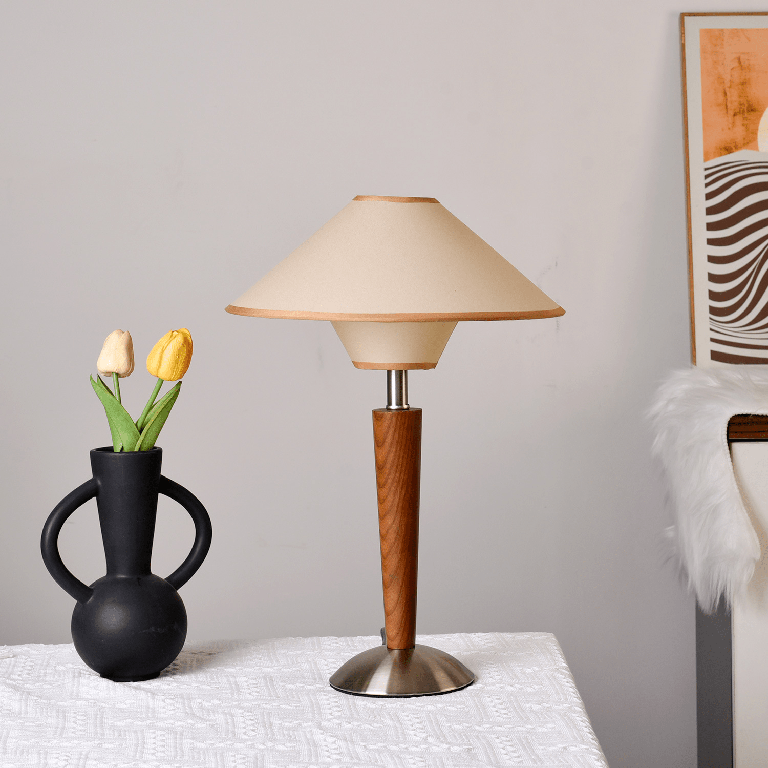 Sculpted Wood Table Lamp