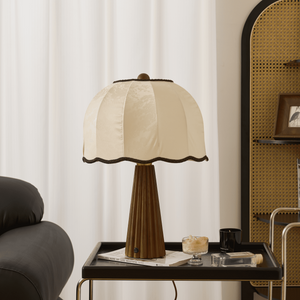 Pleated Walnut Lamp