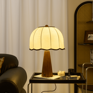 Pleated Walnut Lamp