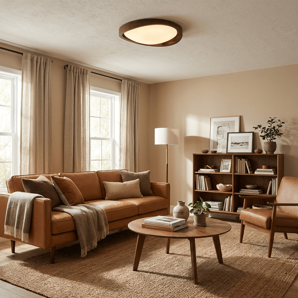 Walnut Halo Flush Light
