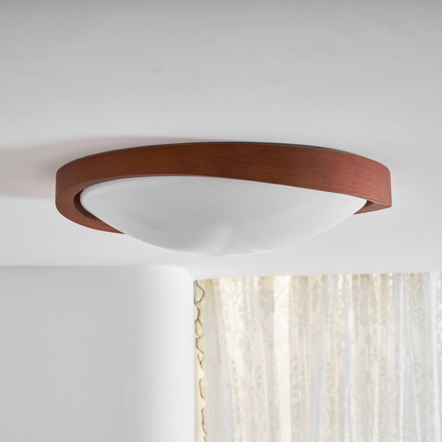 Walnut Halo Flush Light