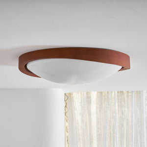 Walnut Halo Flush Light