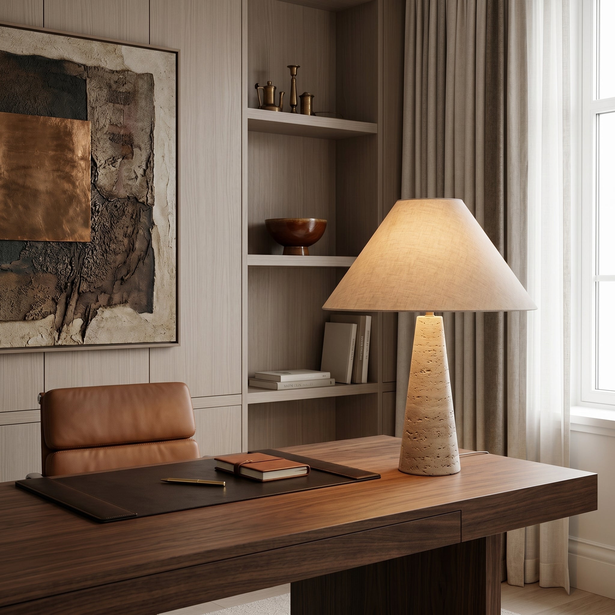 Travertine Cone Lamp