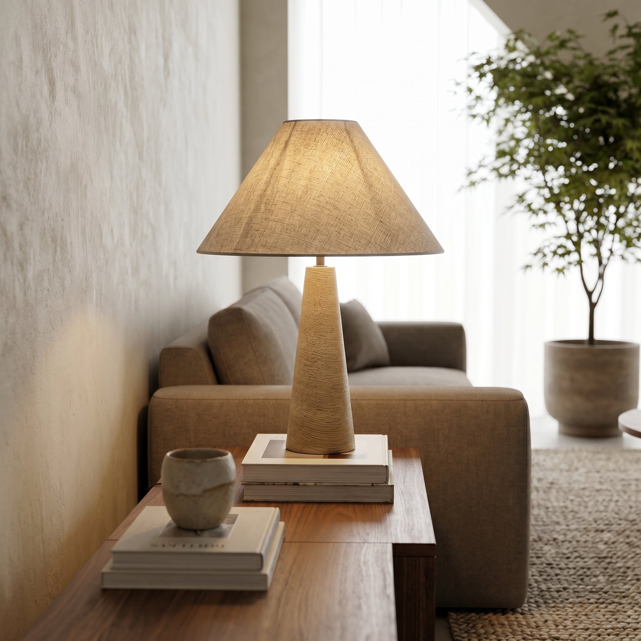Travertine Cone Lamp