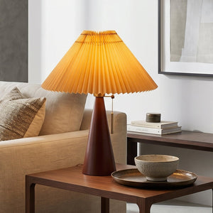 Pleated Wood Table Lamp