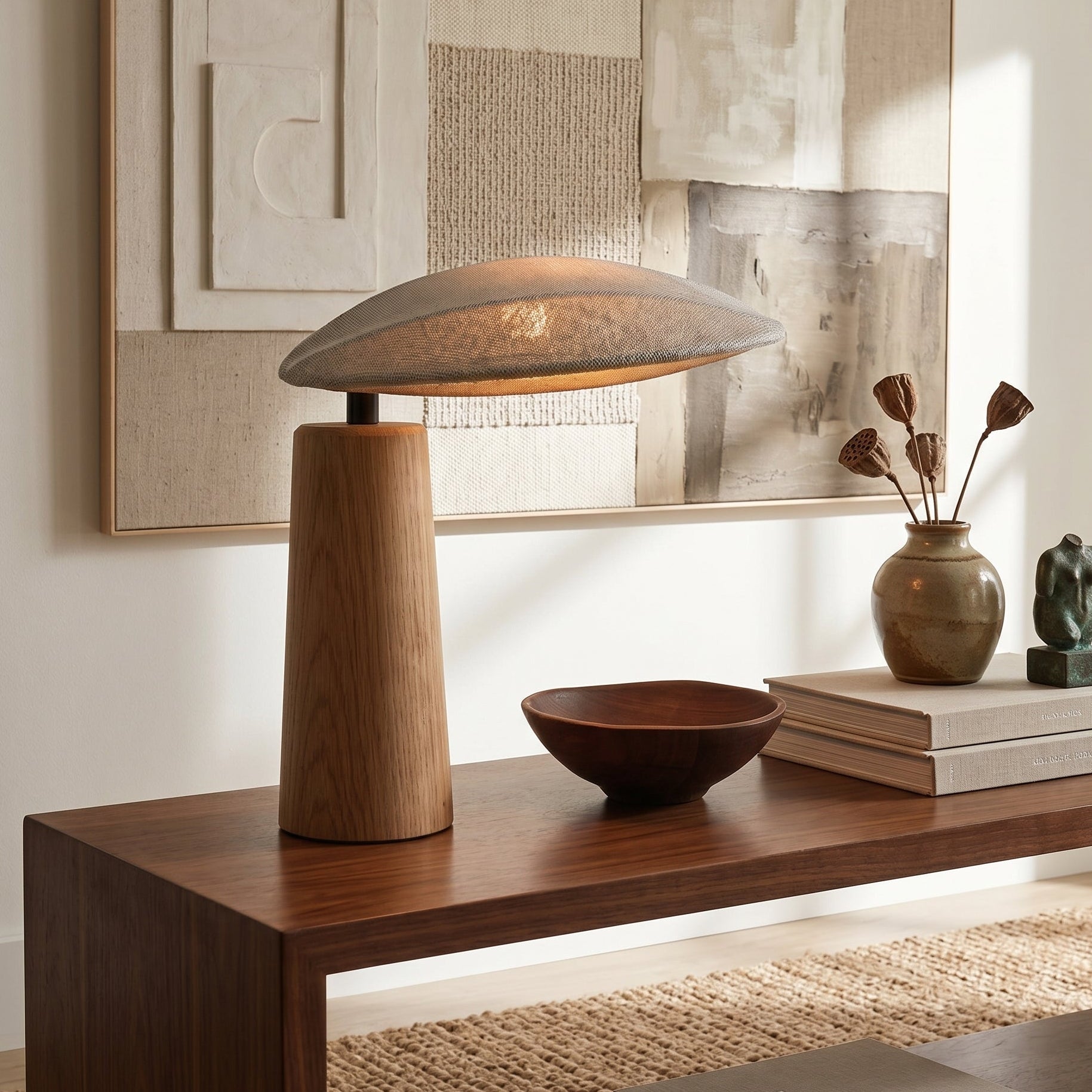 Sculpted Wood Table Lamp
