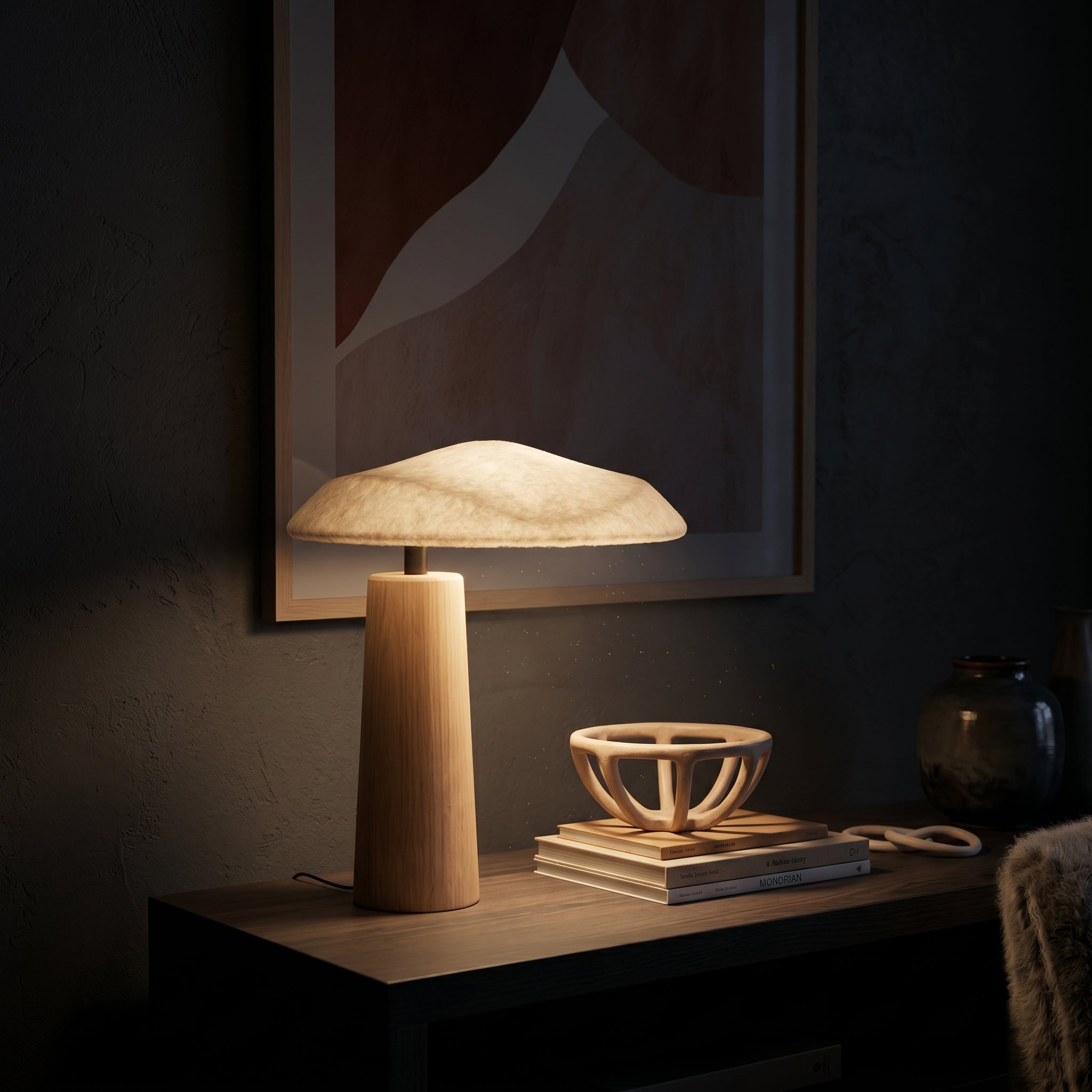 Sculpted Wood Table Lamp