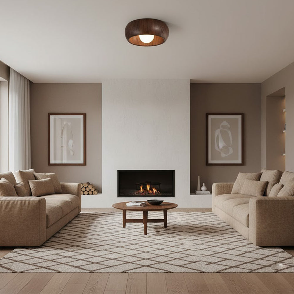Halo Wood Flush Light