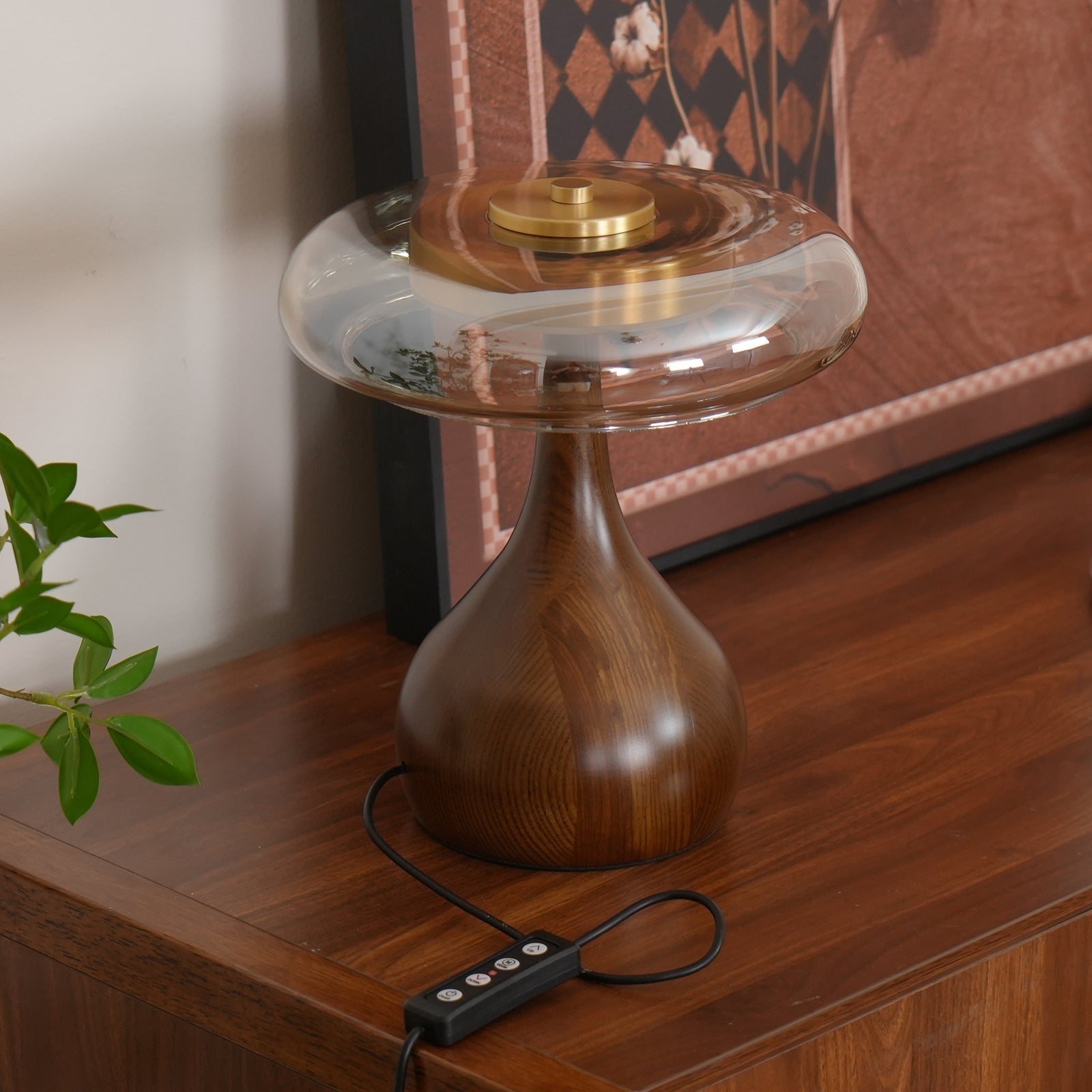 Amber Glass Mushroom Lamp