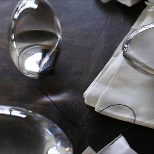 Sculpted Oval Glass Lamp