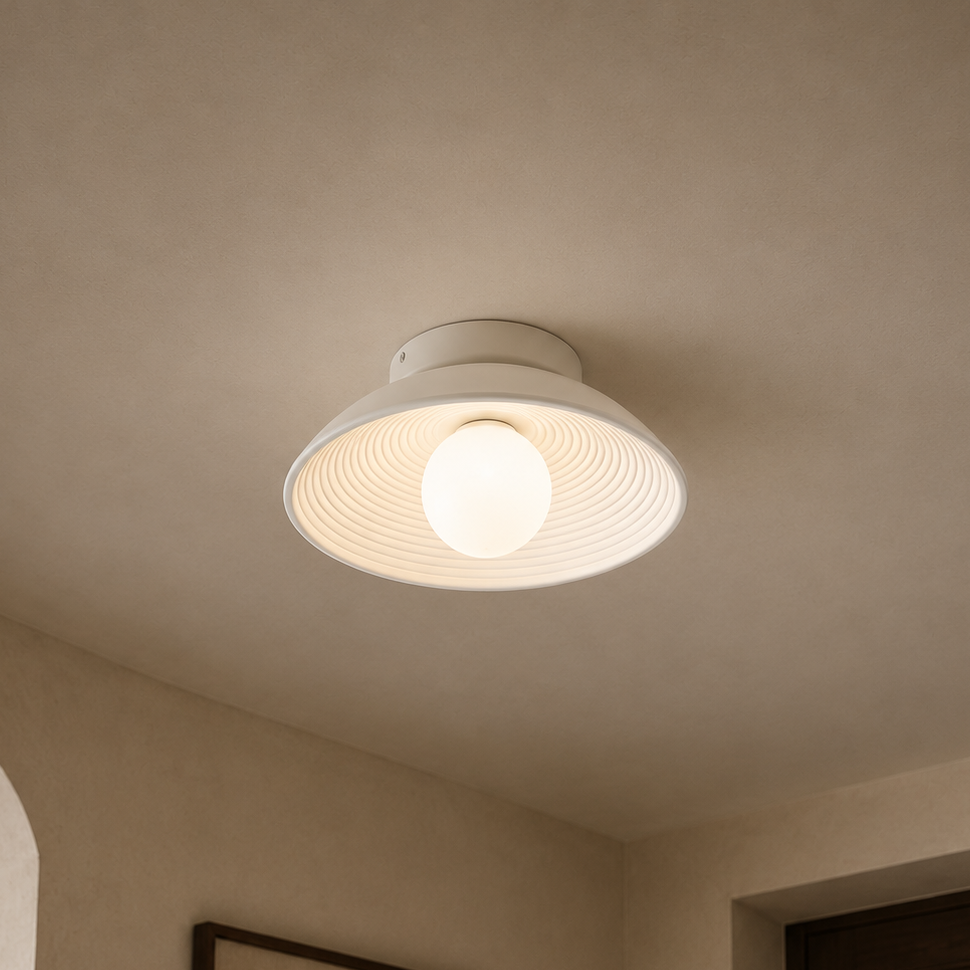 Ribbed Orb Ceiling Light