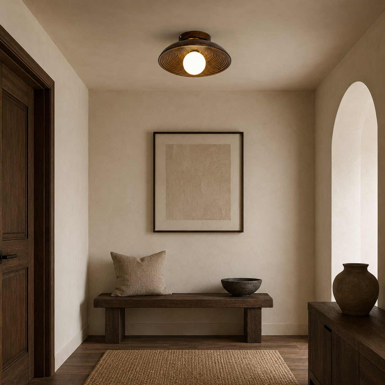 Ribbed Orb Ceiling Light