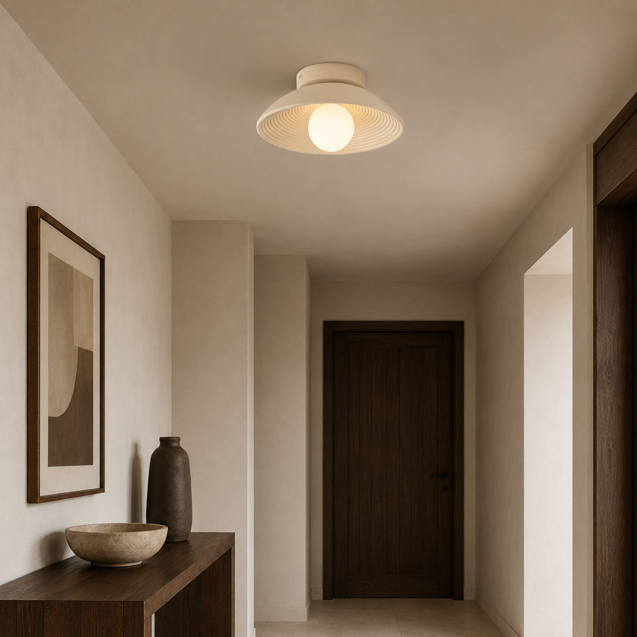 Ribbed Orb Ceiling Light
