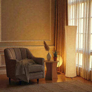 Ribbed Ivory Floor Lamp