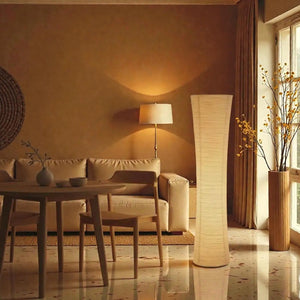Ribbed Ivory Floor Lamp