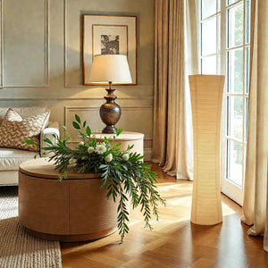 Ribbed Ivory Floor Lamp