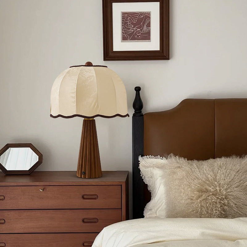 Pleated Walnut Lamp
