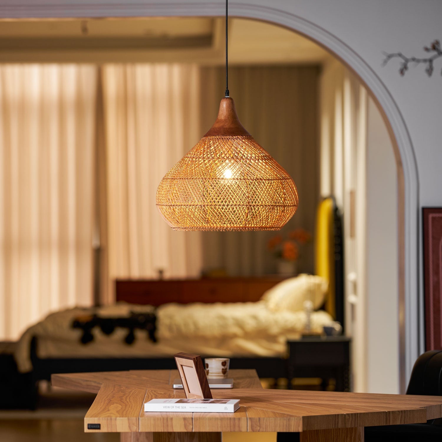 Woven Rattan Pendant