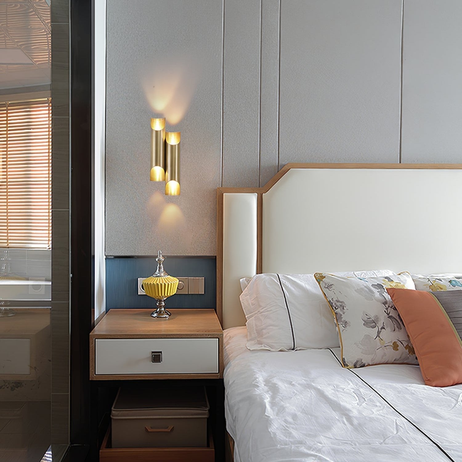 Dual Cylinder Brass Sconce