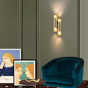 Dual Cylinder Brass Sconce