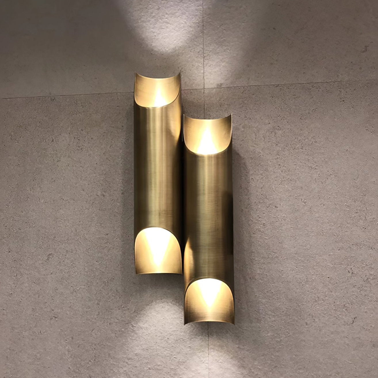 Dual Cylinder Brass Sconce
