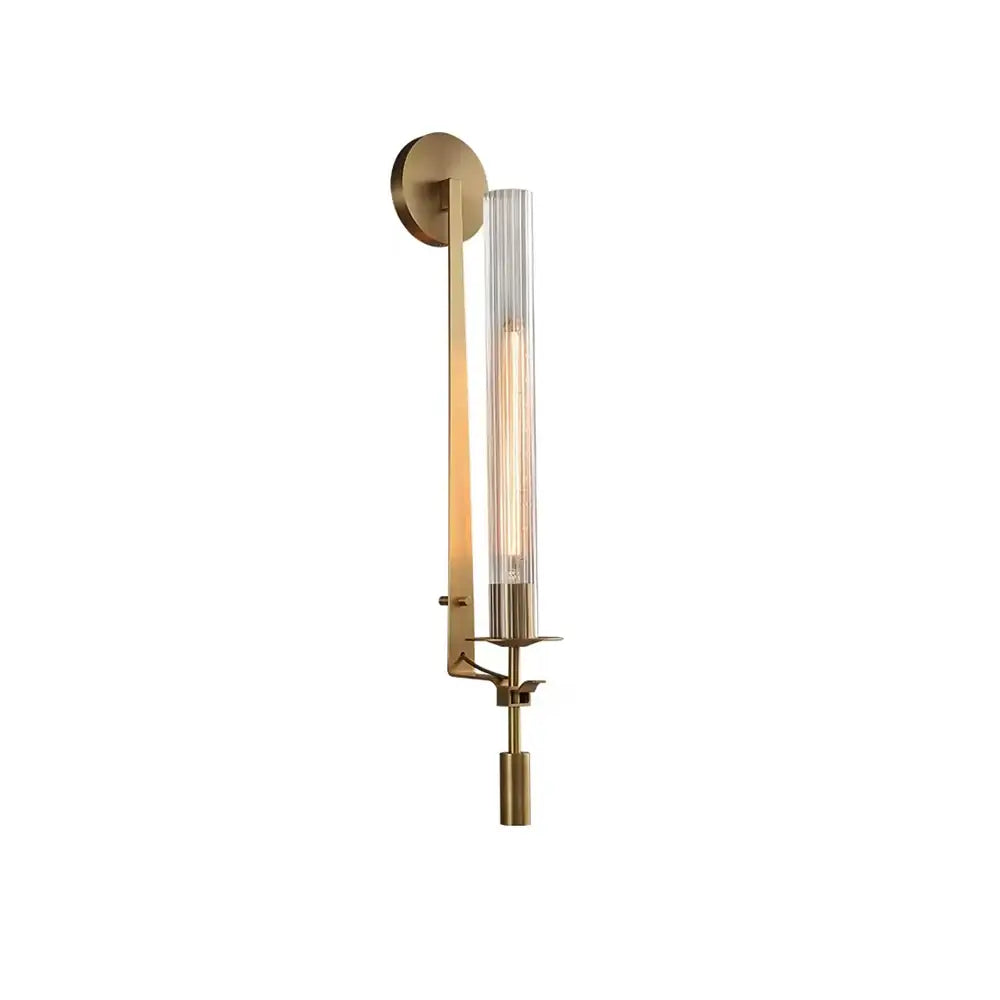 Fluted Glass Brass Sconce