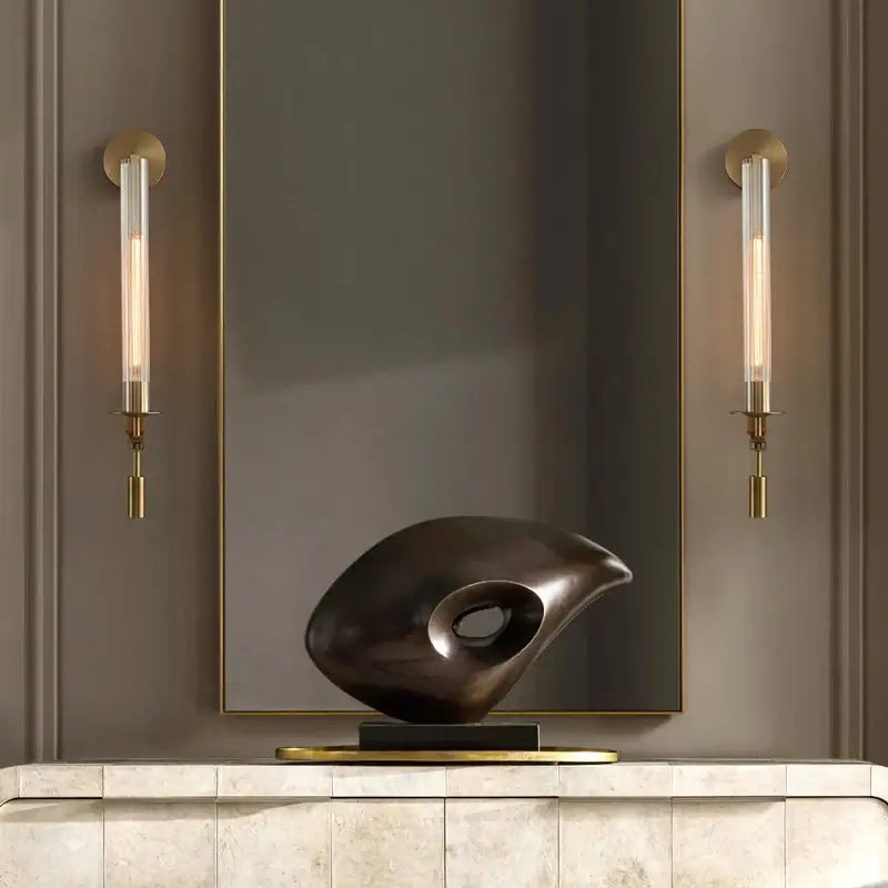 Fluted Glass Brass Sconce