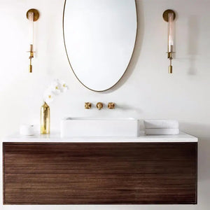 Fluted Glass Brass Sconce