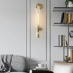 Fluted Glass Brass Sconce