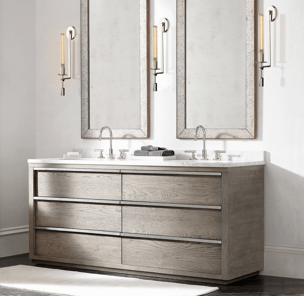 Fluted Glass Brass Sconce