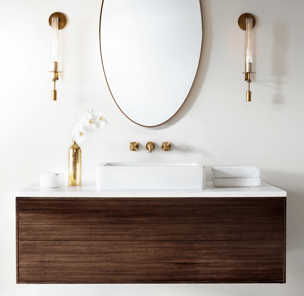 Fluted Glass Brass Sconce