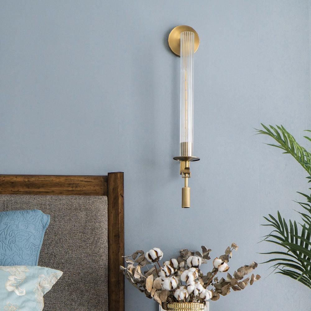 Fluted Glass Brass Sconce