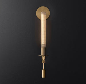 Fluted Glass Brass Sconce