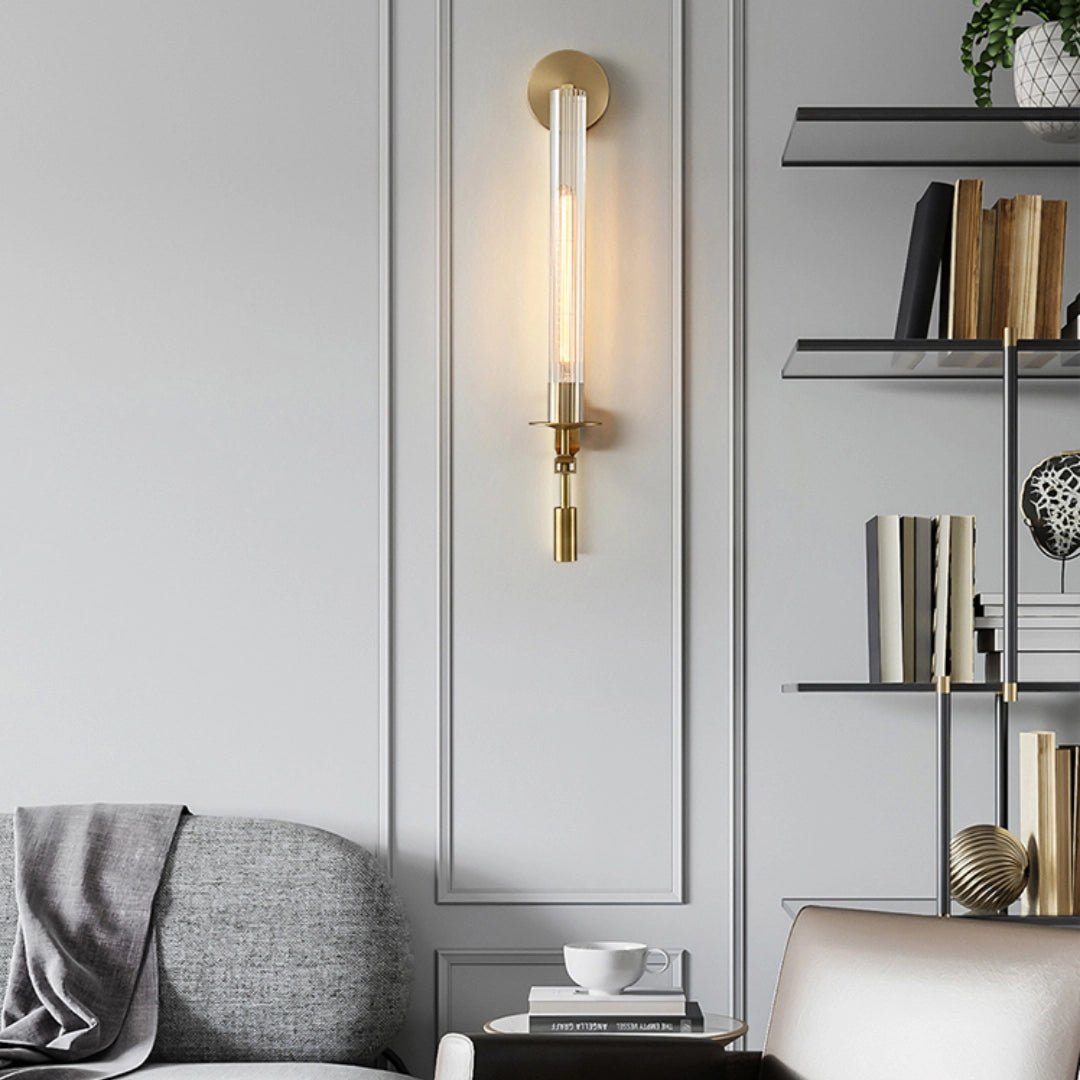 Fluted Glass Brass Sconce