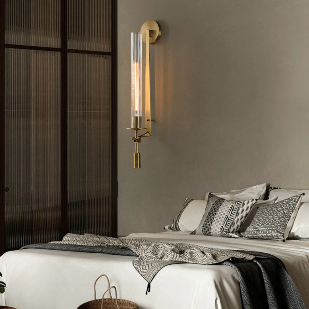 Fluted Glass Brass Sconce