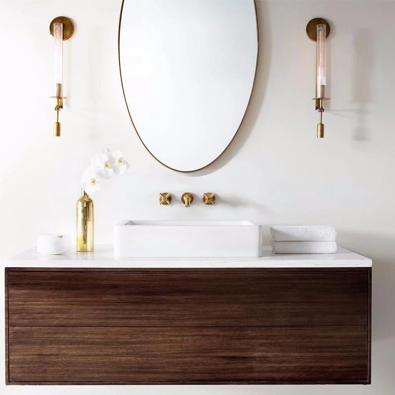 Fluted Glass Brass Sconce