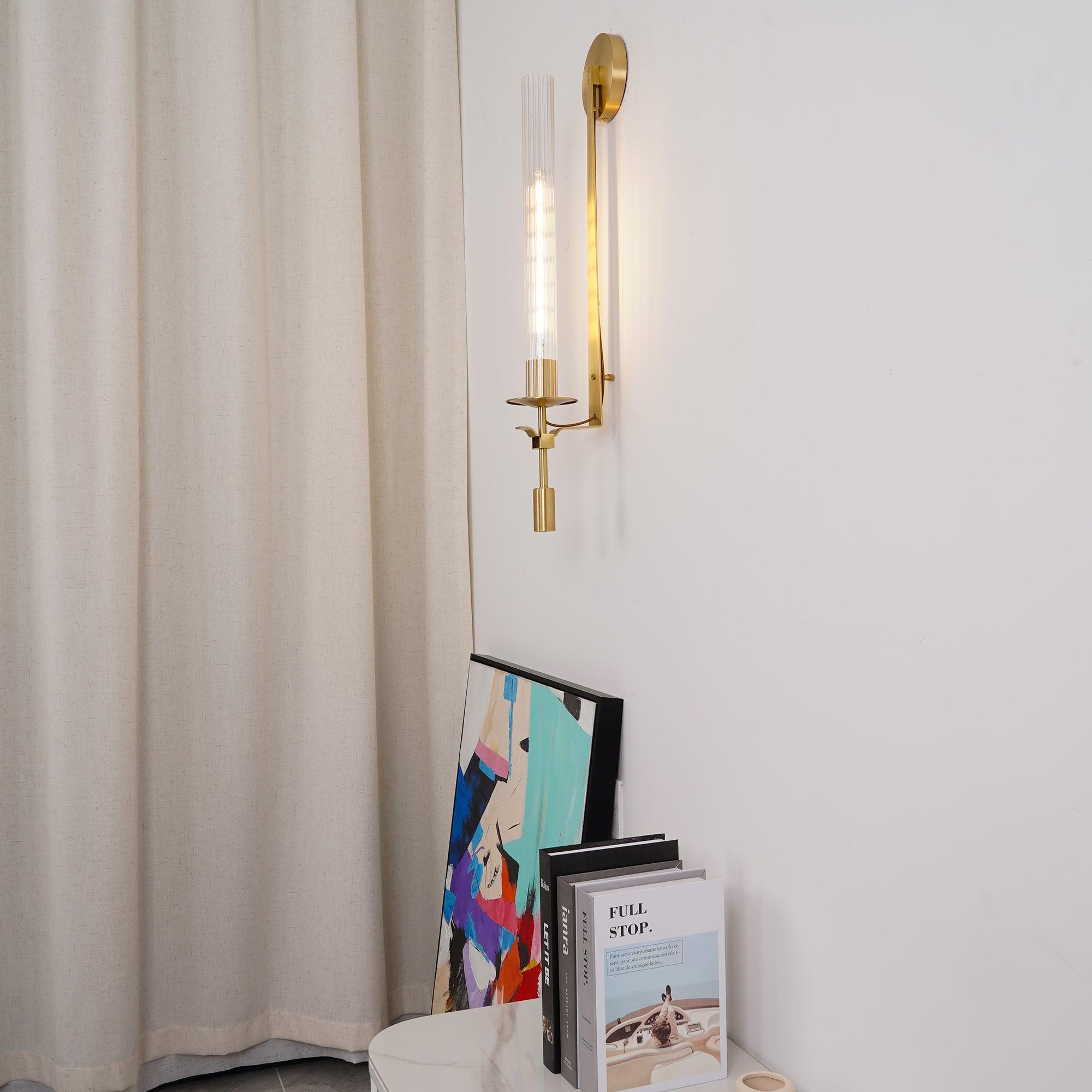 Fluted Glass Brass Sconce