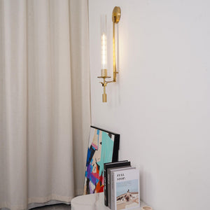 Fluted Glass Brass Sconce