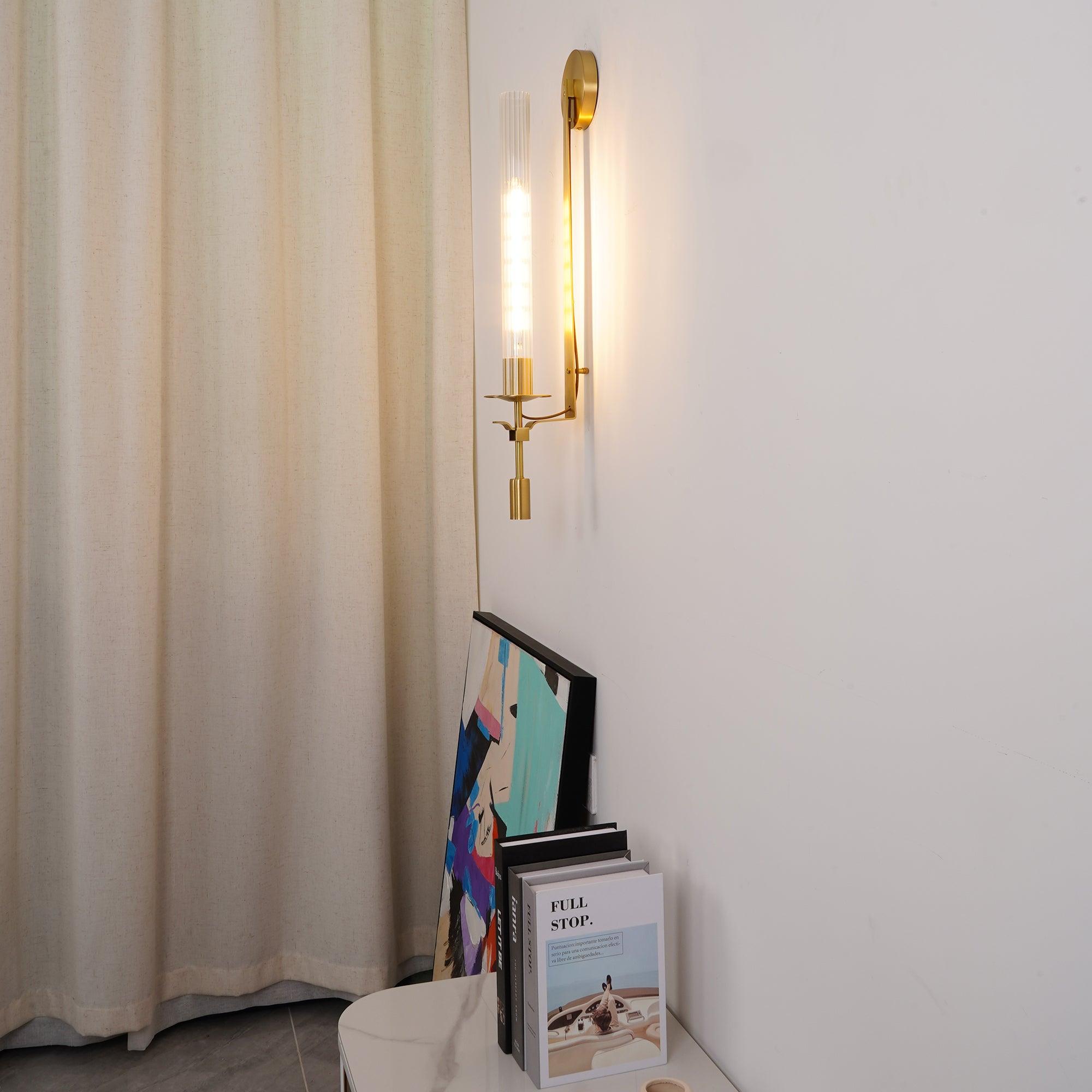 Fluted Glass Brass Sconce