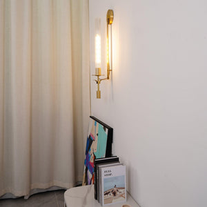 Fluted Glass Brass Sconce