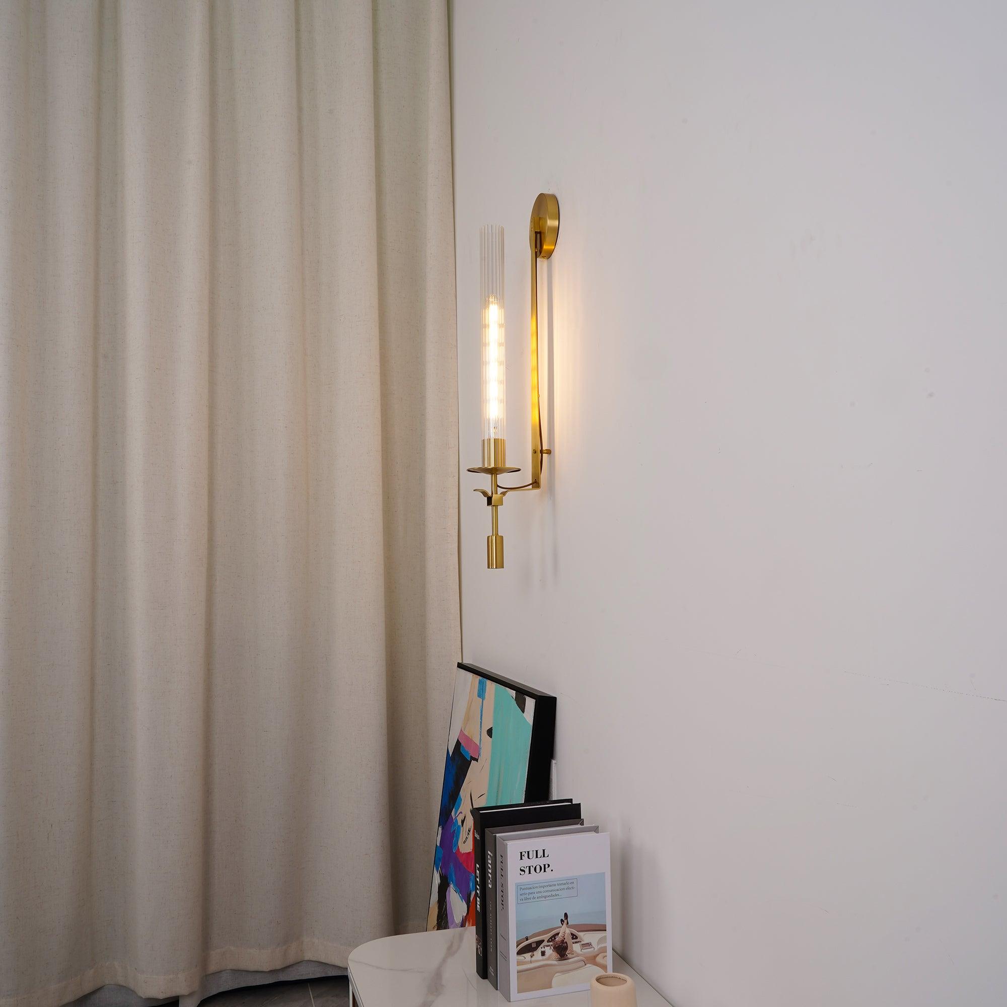 Fluted Glass Brass Sconce