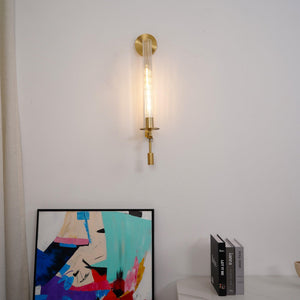 Fluted Glass Brass Sconce
