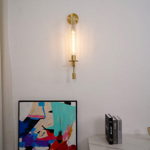 Fluted Glass Brass Sconce