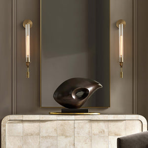 Fluted Glass Brass Sconce