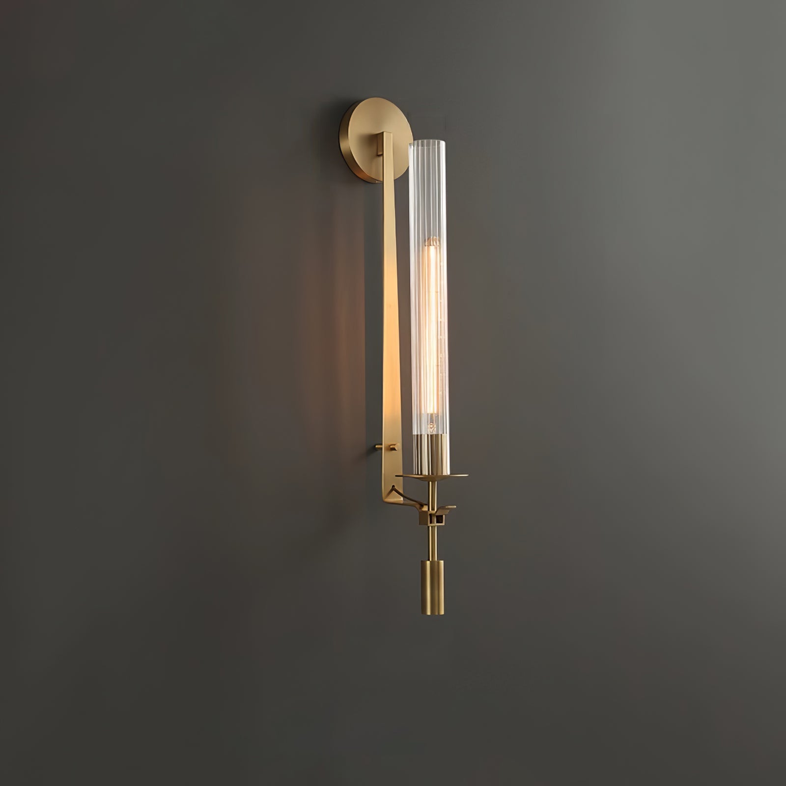 Fluted Glass Brass Sconce