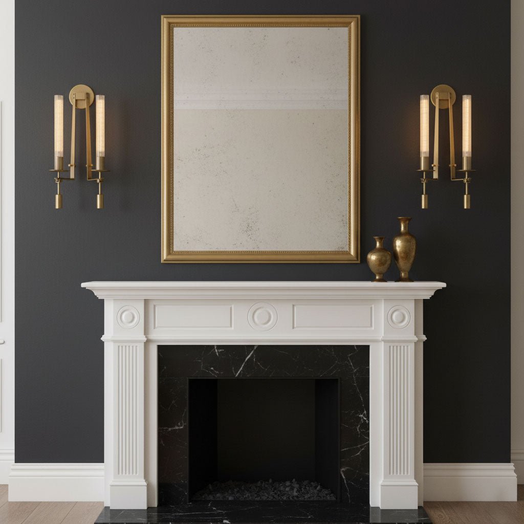 Fluted Glass Brass Sconce