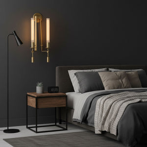 Fluted Glass Brass Sconce